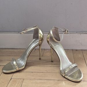 Stuart Weitzman Nudist Gold Stiletto Heels 7.5